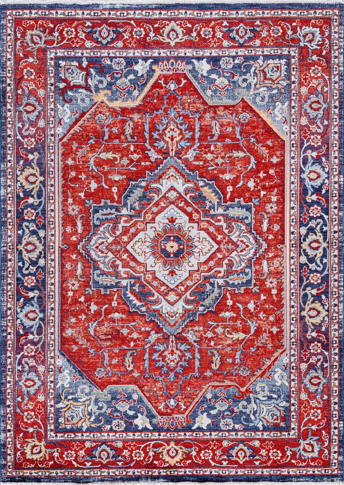 Derya Home Özbek Serisi Saçaklı Halı %100 Degrade Polyester 7 mm Vintage Etnik Desenli 3