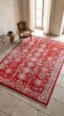 Derya Home Özbek Serisi Saçaklı Halı %100 Degrade Polyester 7 mm Vintage Etnik Desenli 7