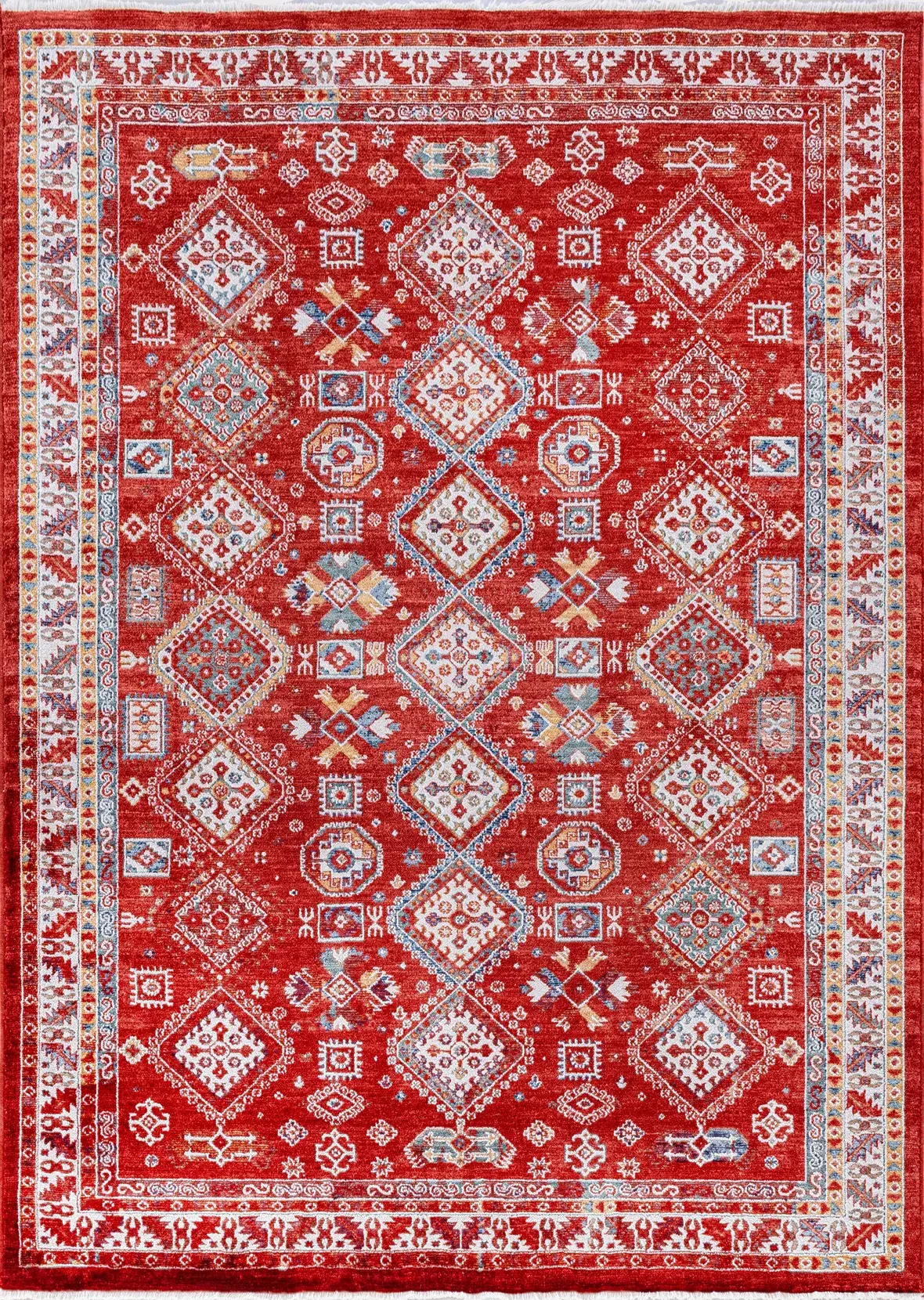 Derya Home Özbek Serisi Saçaklı Halı %100 Degrade Polyester 7 mm Vintage Etnik Desenli 7