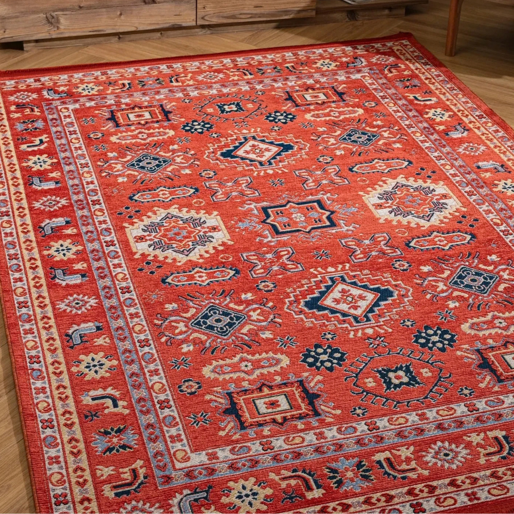 Derya Home Kütahya KY01 Otantik Geometrik Desenli İnce Dokuma Kilim Halı