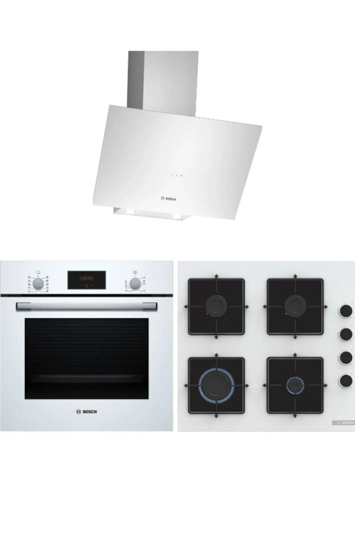 Bosch Ankastre Beyaz 3' lü Set ( HBF512BW1T - POP6C2P30O- DWK64PJ20T)