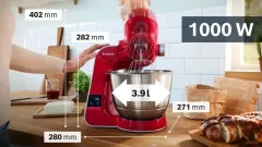 Bosch Serie 4 Mutfak Makinesi MUM 5 1000 W Kırmızı, Gümüş MUM5X720