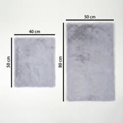 Derya Home Luna Tavşan Postu Görünümlü Ultra Yumuşak 2’li Banyo Seti-Gri 80 x 50 cm