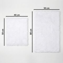 Derya Home Luna Tavşan Postu Görünümlü Ultra Yumuşak 2’li Banyo Seti- Beyaz 80 x50 cm